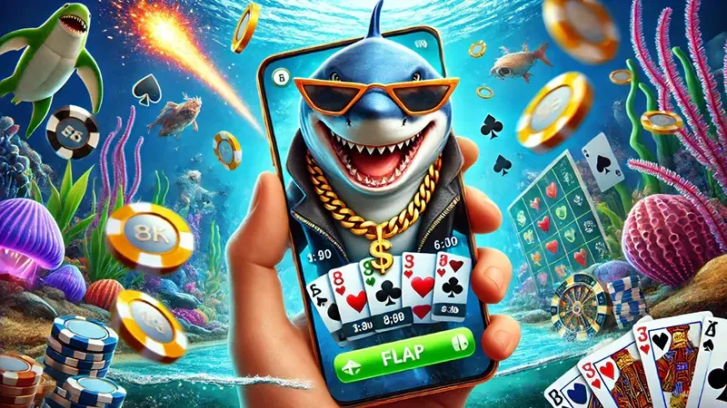 Target ikan dan meriam pada permainan arcade bawah laut