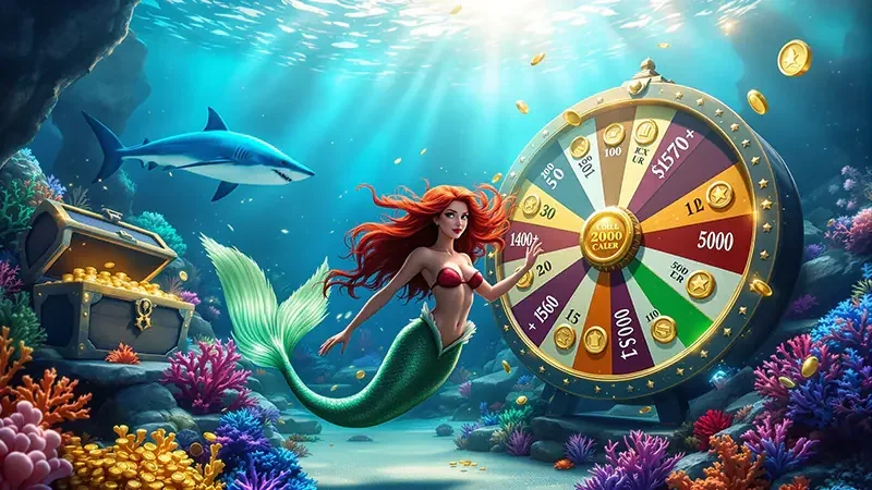 Visual permainan tembak ikan MEGA388 dengan suasana laut dan target bergerak